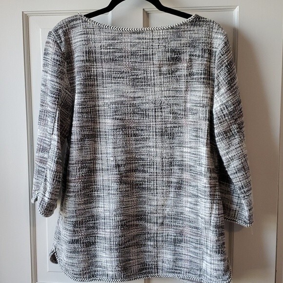 MAX STUDIO KNIT TEXTURED BLACK WHITE KEYHOLE TOP SIZE LARGE - Picture 4 of 7
